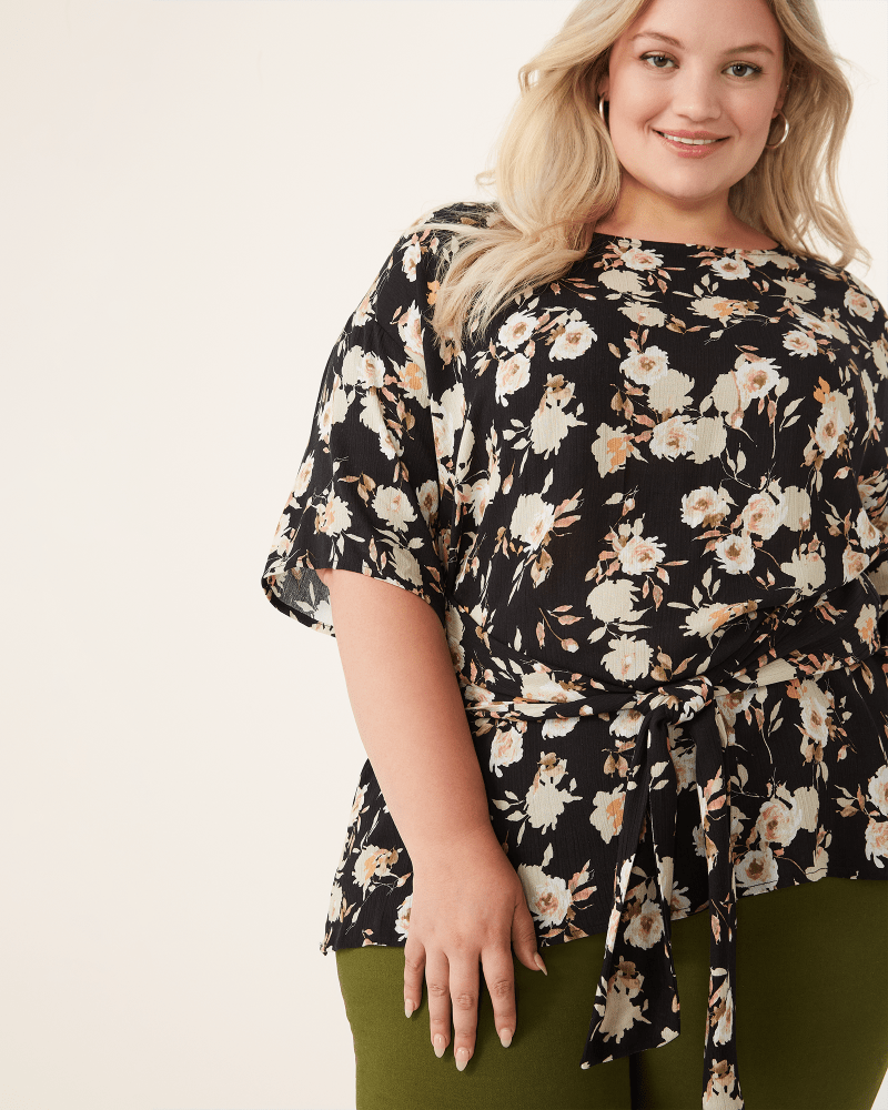 Front of plus size Kara Tie-Front Top by Molly&Isadora | Dia&Co | dia_product_style_image_id:175435